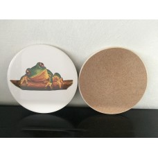 Ceramic Round  Dainty Green Tree Frog Pot Stand / Trivet
